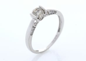 18ct White Gold Single Stone With Stone Set Shoulders Diamond Ring 0.60 Carats - Valued By IDI £4,