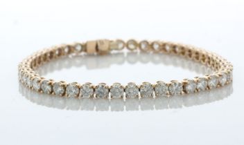 18ct Rose Gold Tennis Diamond Bracelet 10.01 Carats - Valued By IDI £43,530.00 - Forty six round