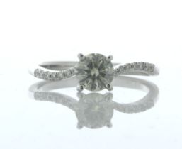 18ct White Gold Single Stone Claw Set With Stone Set Shoulders Diamond Ring (0.60) 0.74 Carats -