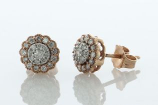 9ct Rose Gold Round Cluster Claw Set Diamond Earring 0.33 Carats - Valued By IDI £1,950.00 - Nine