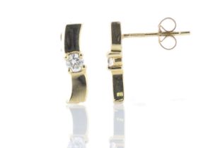 9ct Yellow Gold Wave Diamond Set Earrings 0.20 Carats - Valued By AGI £800.00 - These charming 9ct