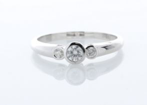 18ct Three Stone Rub Over Set Diamond Ring 0.33 Carats - Valued By IDI £3,800.00 - Three natural