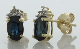 9ct Yellow Gold Diamond And Sapphire Earring (S1.14) 0.02 Carats - Valued By GIE £1,485.00 - These