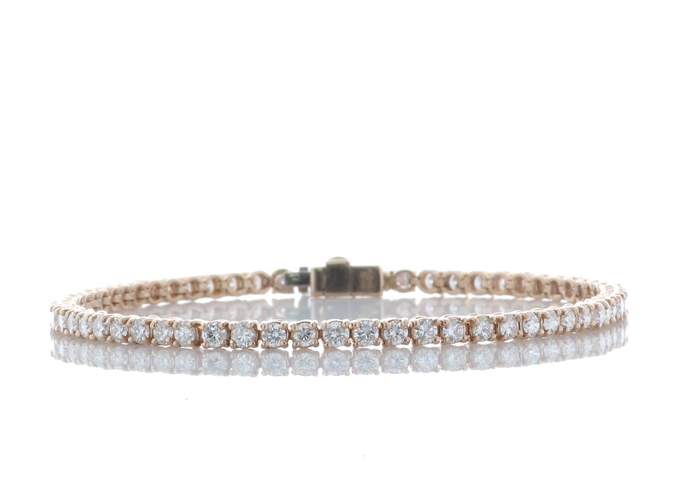 18ct Rose Gold Tennis Diamond Bracelet 4.70 Carats - Valued By IDI £20,180.00 - Fifty nine round