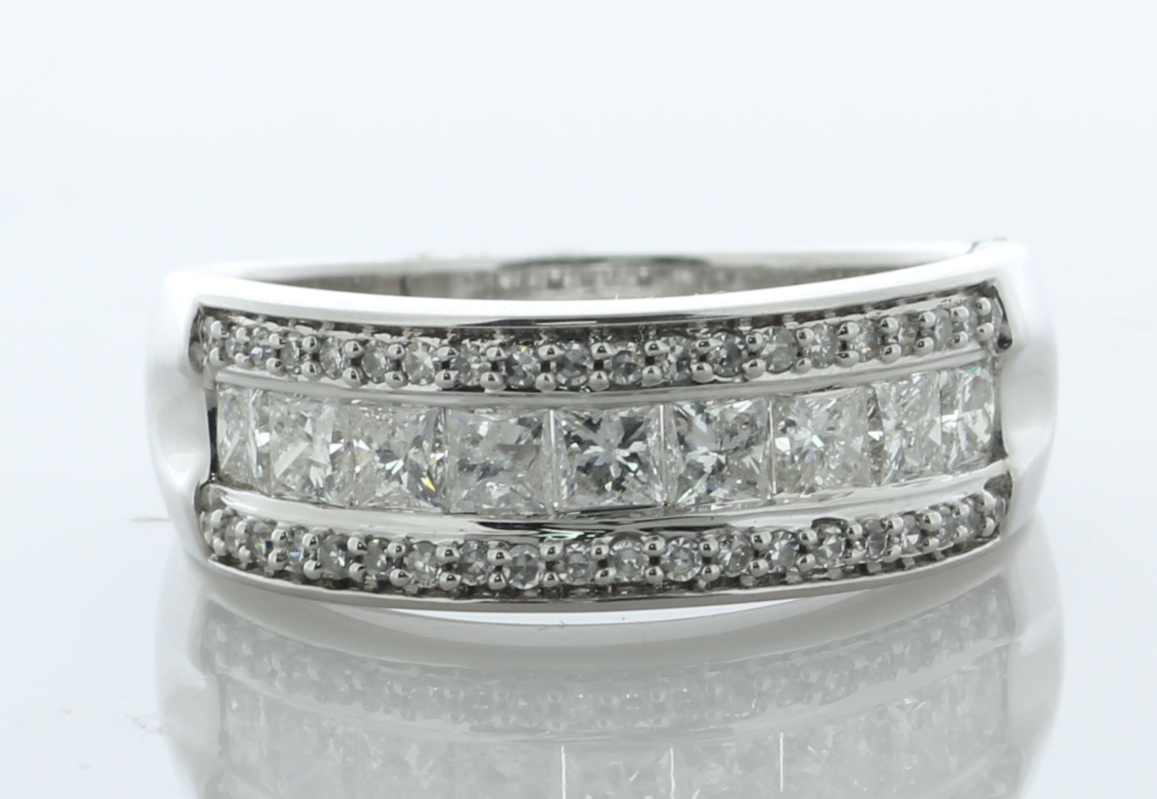 10ct White Gold Semi Eternity Diamond Ring 1.00 Carats - Valued By AGI £5,995.00 - Nine princess cut