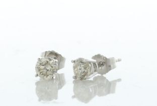 14ct Gold Gallery Set Diamond Earring 0.90 Carats - Valued By AGI £3,850.00 - Two round brilliant