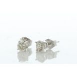 14ct Gold Gallery Set Diamond Earring 0.90 Carats - Valued By AGI £3,850.00 - Two round brilliant