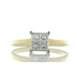 18ct Yellow Gold Princess Cluster Diamond Ring 0.80 Carats - Valued By AGI £1,950.00 - Four princess