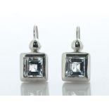 18ct White Gold Aqua Marine Drop Earrings 4.00 - Valued By AGI £3,410.00 - These lovely drop