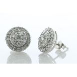 10ct White Gold Diamond Cluster Earrings 1.05 Carats - Valued By AGI £4,250.00 - Each of these