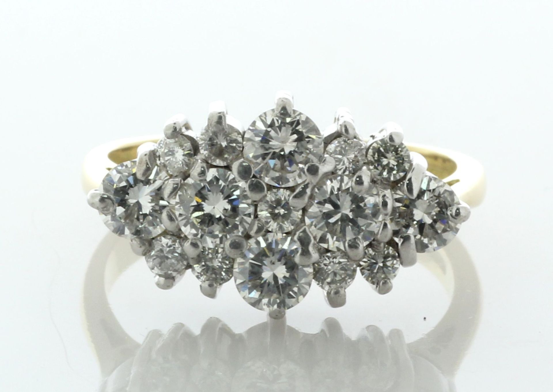 18ct Yellow Gold Boat Shape Cluster Diamond Ring 2.00 Carats - Valued By AGI £6,655.00 - The top