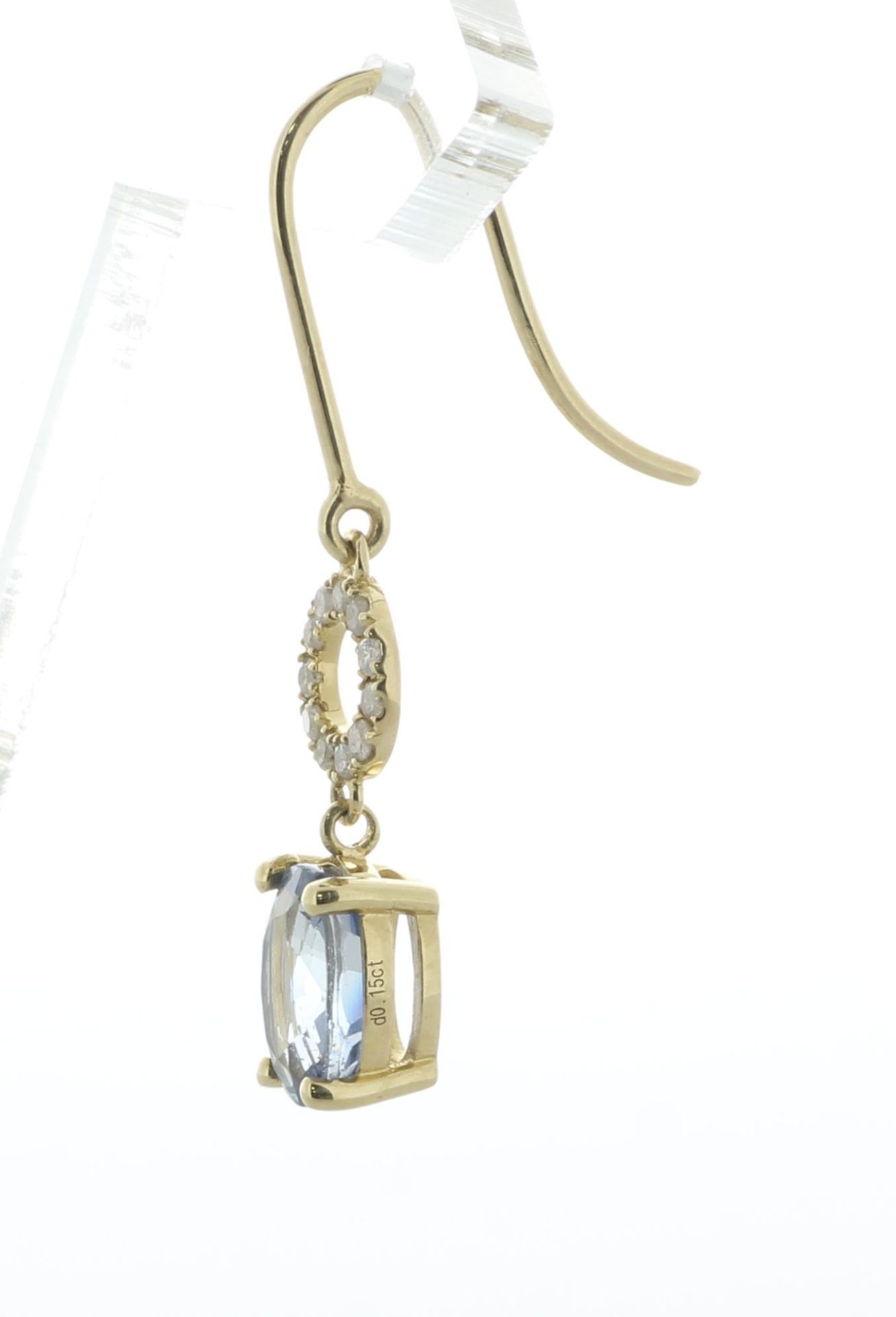 18ct Yellow Gold Diamond And Sapphire Drop Earring (S5.00) 0.25 Carats - Valued By AGI £4,250.00 - A - Image 3 of 4