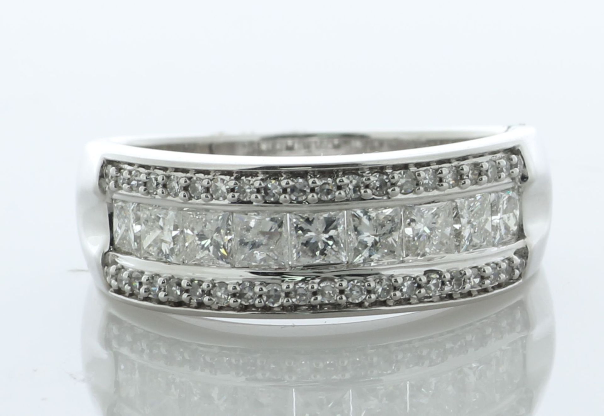 10ct White Gold Semi Eternity Diamond Ring 1.00 Carats - Valued By AGI £4,995.00 - Nine princess cut