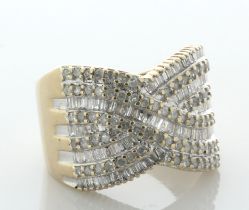 9ct Yellow Gold Cocktail Swirl Crossover Diamond Ring 1.50 Carats - Valued By AGI £3,445.00 - Six