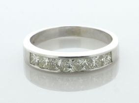 18ct White Gold Semi Eternity Diamond Ring 0.95 Carats - Valued By AGI £4,390.00 - Seven stone