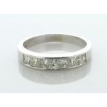 18ct White Gold Semi Eternity Diamond Ring 0.95 Carats - Valued By AGI £4,390.00 - Seven stone