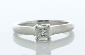 Platinum Solitaire Diamond Ring 0.35 Carats - Valued By AGI £3,995.00 - One natural princess cut