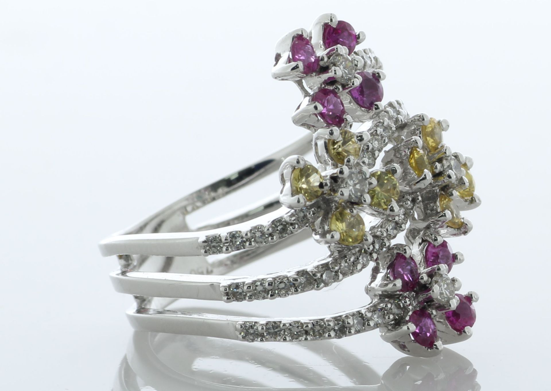 18ct White Gold Diamond Pink And Yellow And Sapphire Ring (S1.28) 0.54 Carats - Valued By AGI £6, - Image 2 of 5