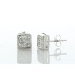 10ct Gold Ladies Illusion Diamond Earring 1.00 Carats - Valued By AGI £3,865.00 - Nine channel set