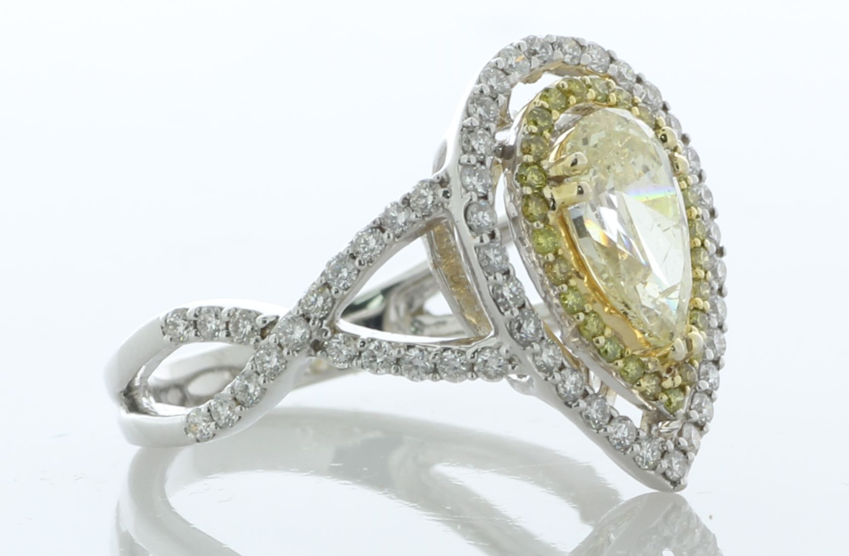 18ct White Gold Diamond Halo Ring 1.78 Carats - Valued By AGI £19,520.00 - A stunning fancy yellow - Image 2 of 5