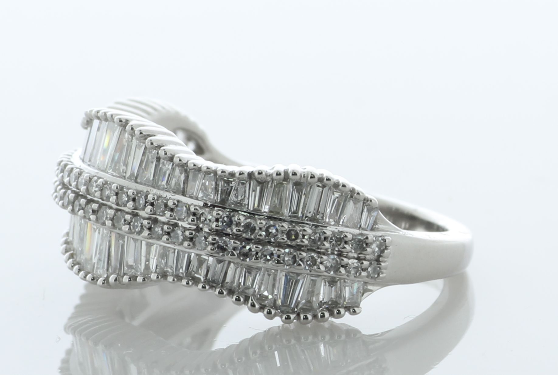 10ct White Gold Diamond Semi Eternity Wave Ring 1.00 Carats - Valued By AGI £4,950.00 - A double row - Image 5 of 6