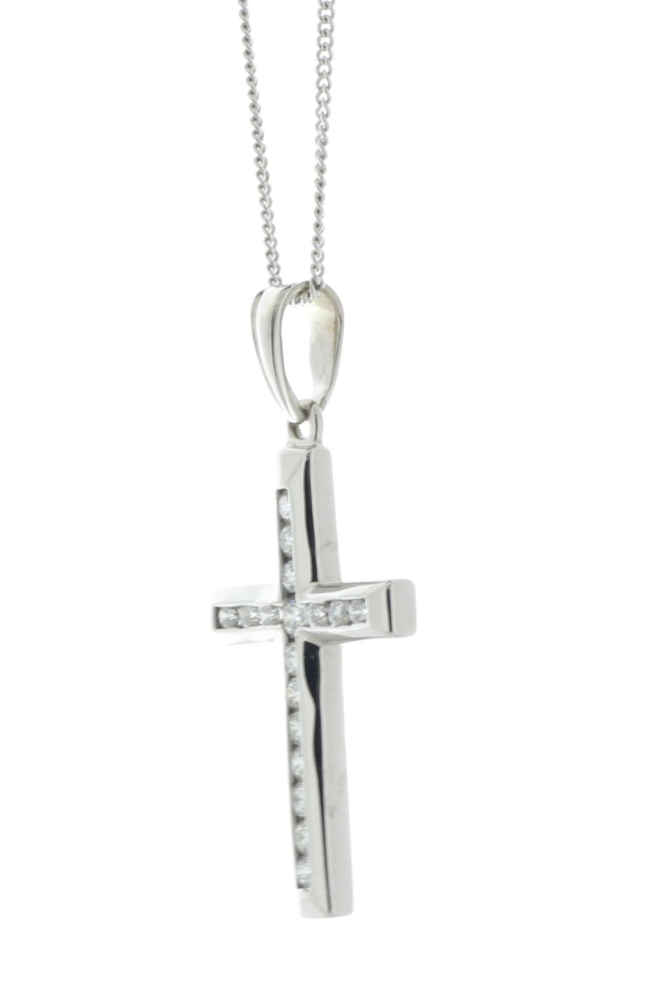 10ct Gold Cross Diamond Pendant And 18" Chain 0.60 Carats - Valued By AGI £3,770.00 - A gorgeous - Image 3 of 4
