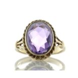 9ct Yellow Gold Ladies Amethyst Dress Ring - Valued By AGI £1,270.00 - A beautiful oval Amethyst