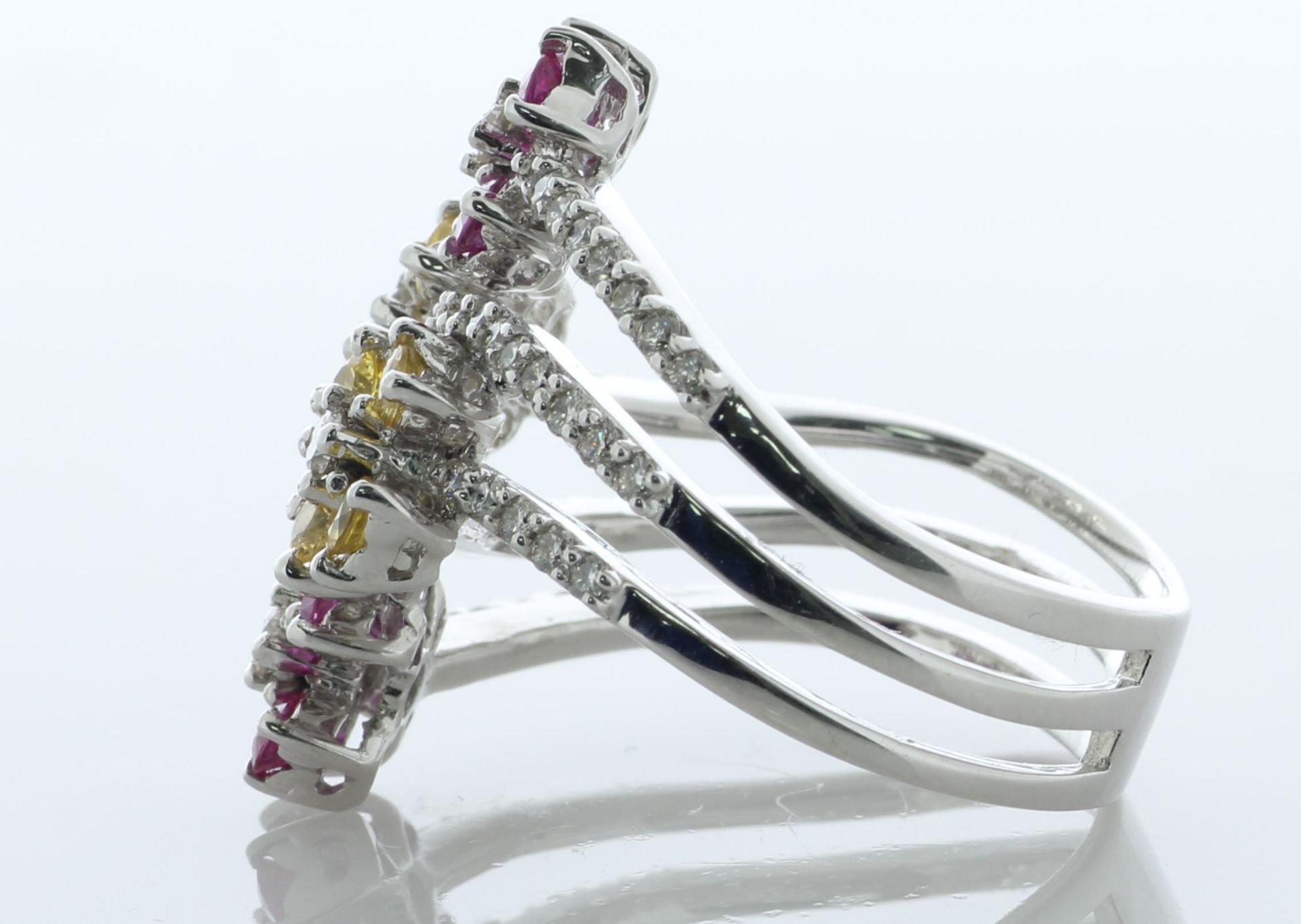18ct White Gold Diamond Pink And Yellow And Sapphire Ring (S1.28) 0.54 Carats - Valued By AGI £6, - Image 3 of 5