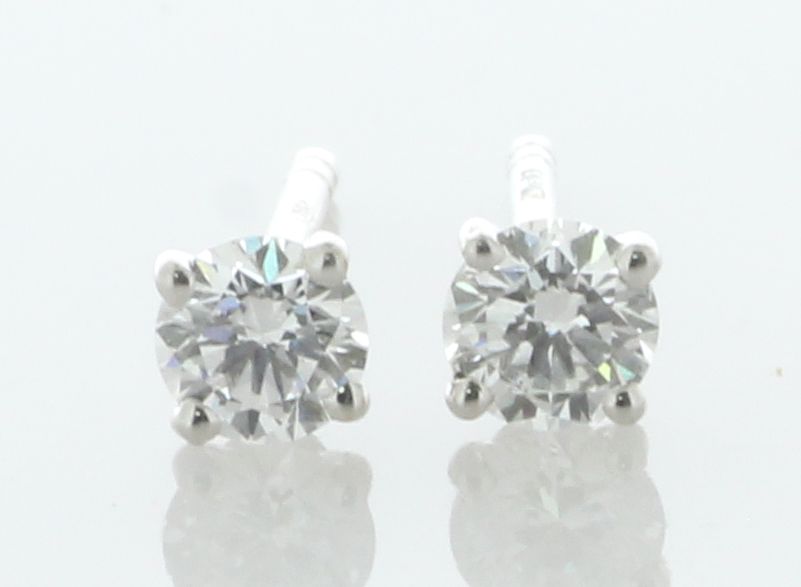 18ct White Gold Single Stone Diamond Stud Earring 0.30 Carats - Valued By AGI £1,875.00 - Two