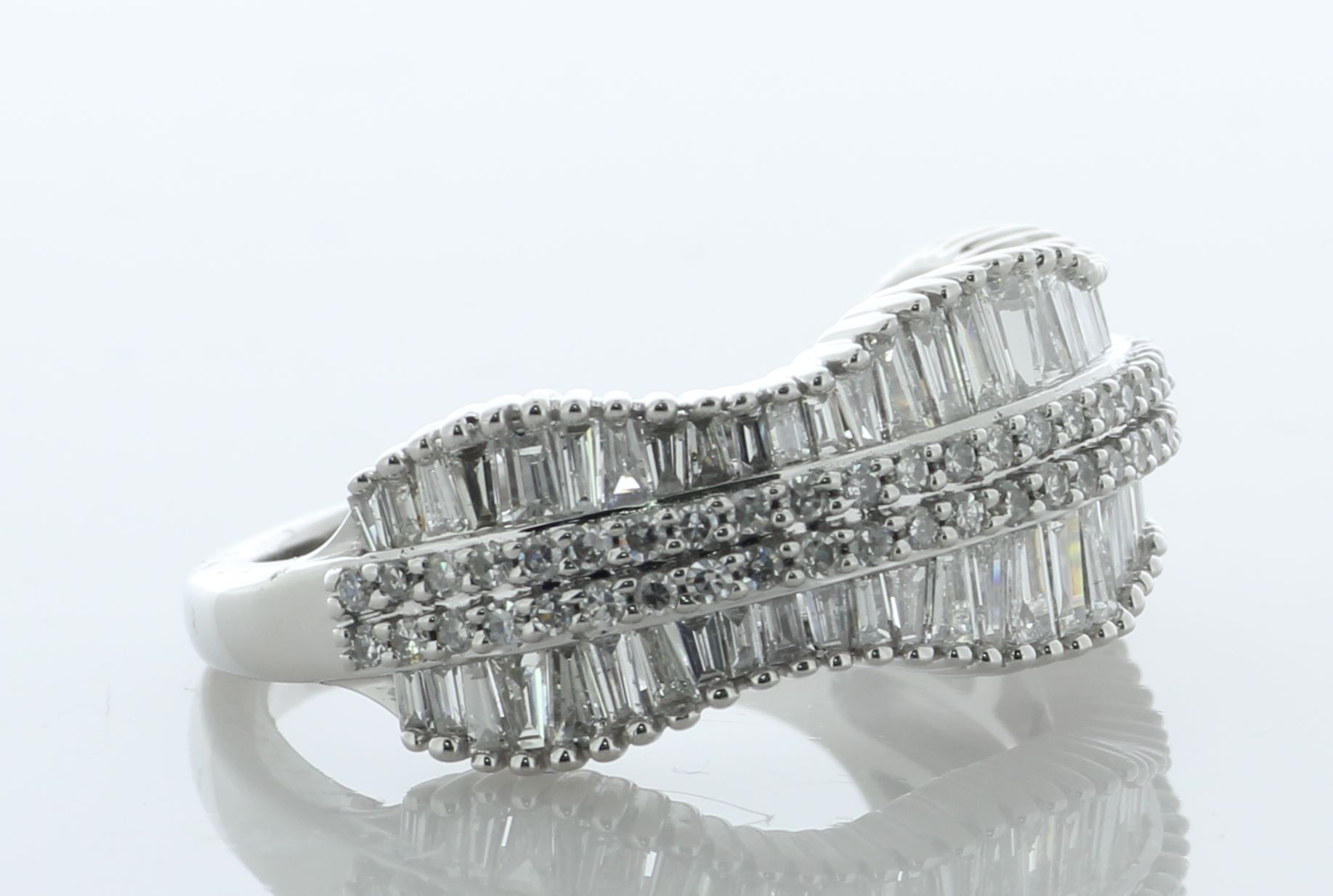 10ct White Gold Diamond Semi Eternity Wave Ring 1.00 Carats - Valued By AGI £4,950.00 - A double row - Image 2 of 6