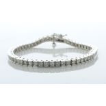 14ct White Gold Diamond Tennis Bracelet 5.00 Carats - Valued By AGI £13,250.00 - Fifty six round