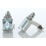 18ct White Gold Diamond And Aqua Marine Cuff Links (A12.00) 0.80 Carats - Valued By AGI £8,425.