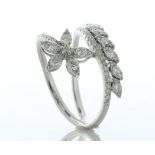 18ct White Gold Flower And Leaves Diamond Ring 1.00 Carats - Valued By AGI £3,680.00 - This gorgeous