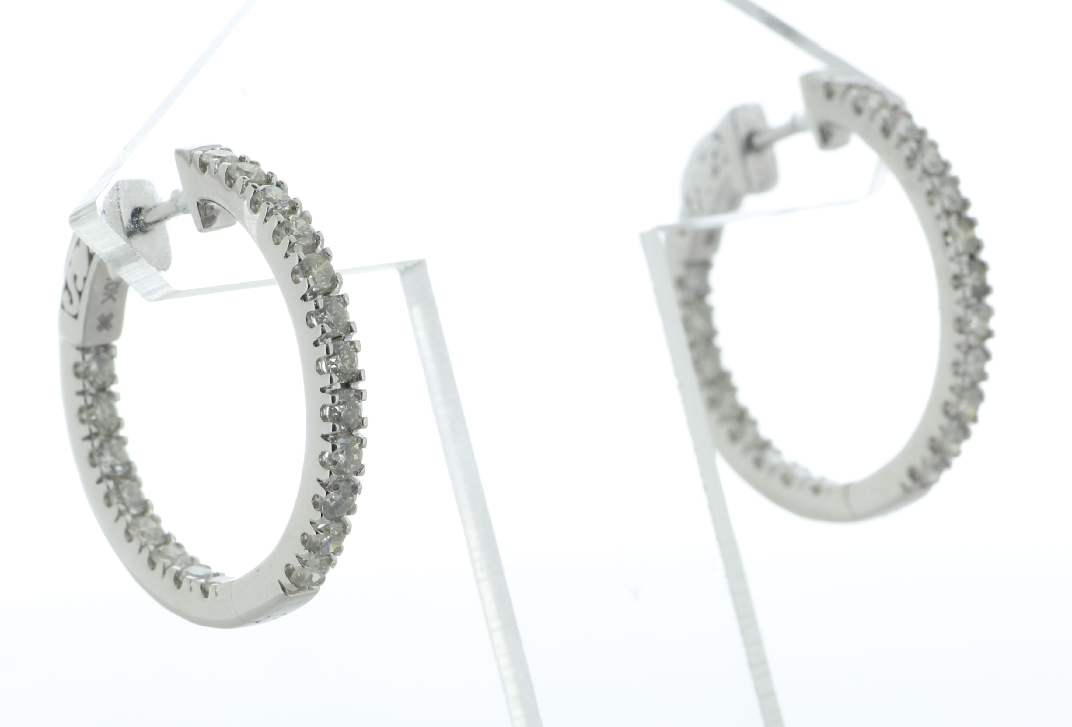10ct Gold Diamond Hoop Earrings 1.50 Carats - Valued By AGI £4,915.00 - A gorgeous pair of diamond - Image 3 of 7