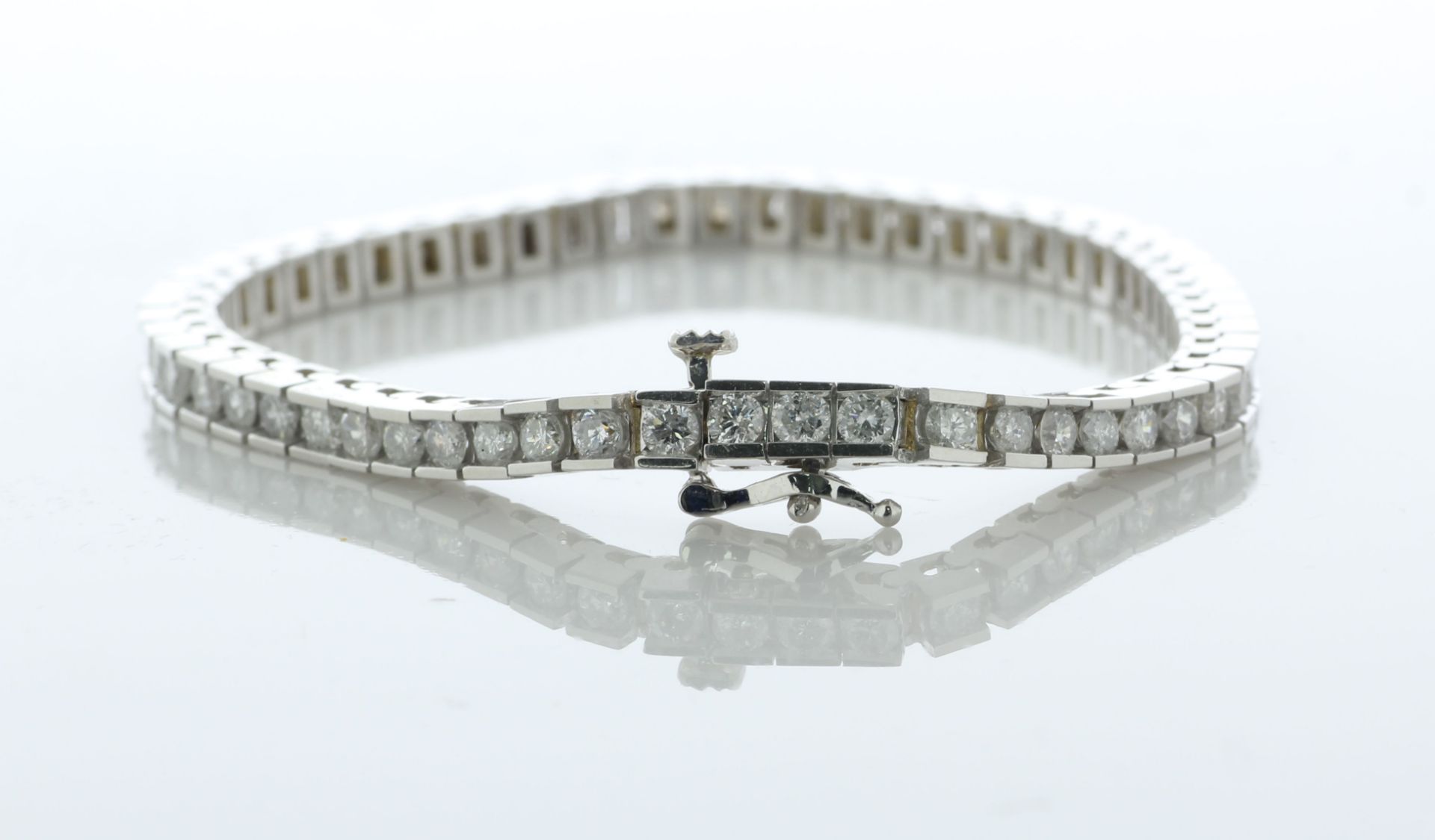 14ct White Gold Diamond Tennis Bracelet 5.00 Carats - Valued By AGI £12,650.00 - Fifty six round - Image 2 of 6