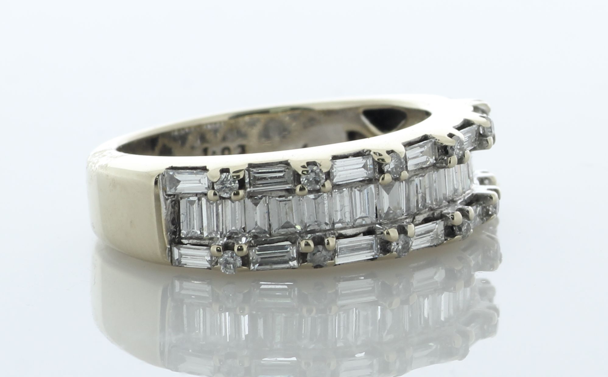 18ct White Gold Diamond Ring 1.02 Carats - Valued By AGI £3,775.00 - Twenty one channel set baguette - Image 2 of 5