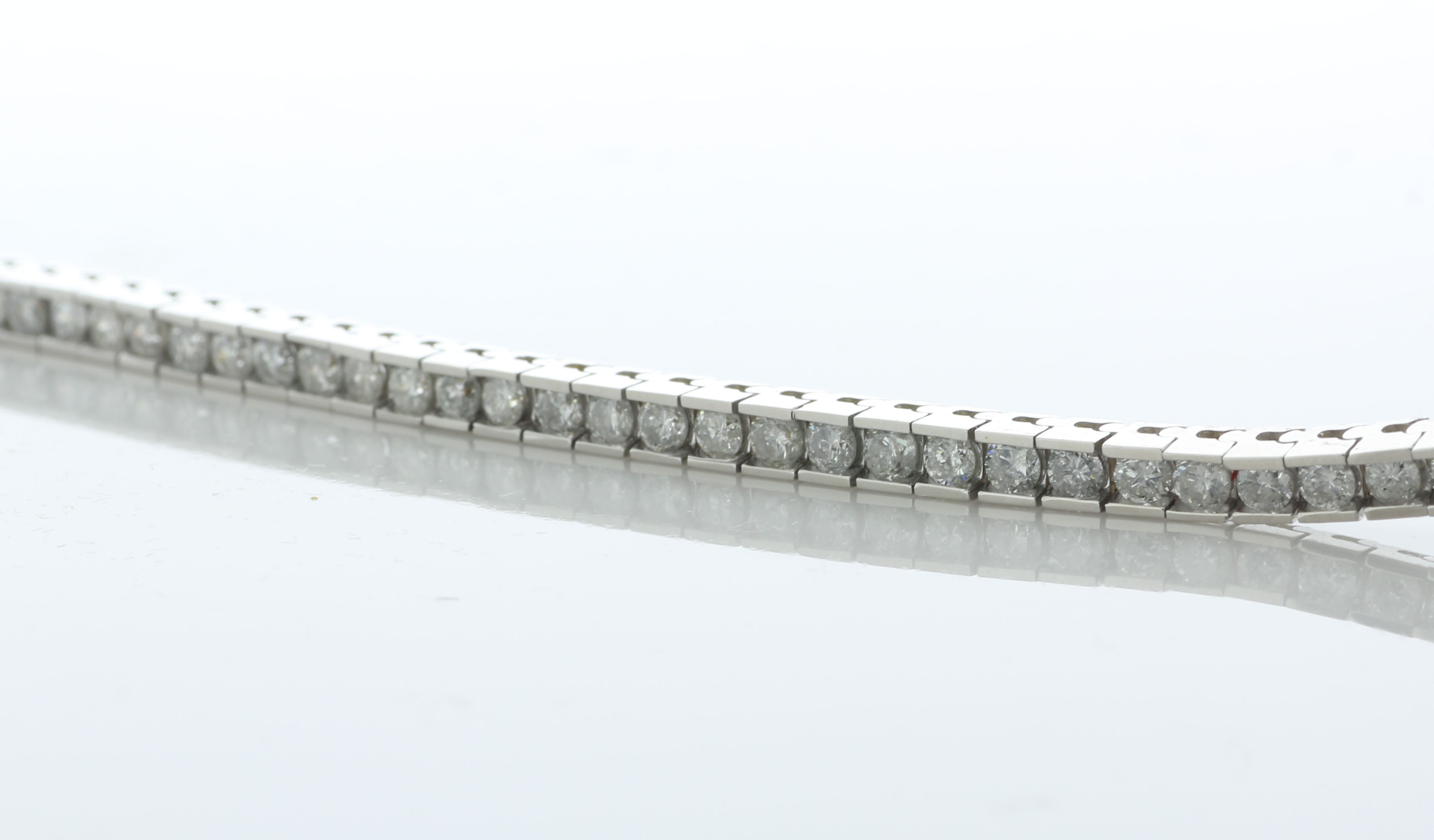14ct White Gold Diamond Tennis Bracelet 5.00 Carats - Valued By AGI £12,995.00 - Fifty six round - Image 5 of 6