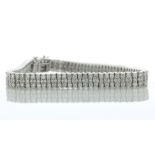 14ct White Gold Three Row Tennis Diamond Bracelet 7" 6.00 Carats - Valued By AGI £21,625.00 - This