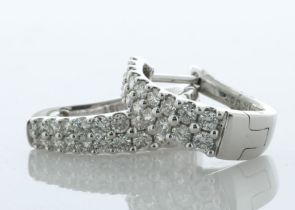 14ct White Gold Diamond Hoop Earrings 1.00 Carats - Valued By AGI £4,900.00 - A gorgeous pair of