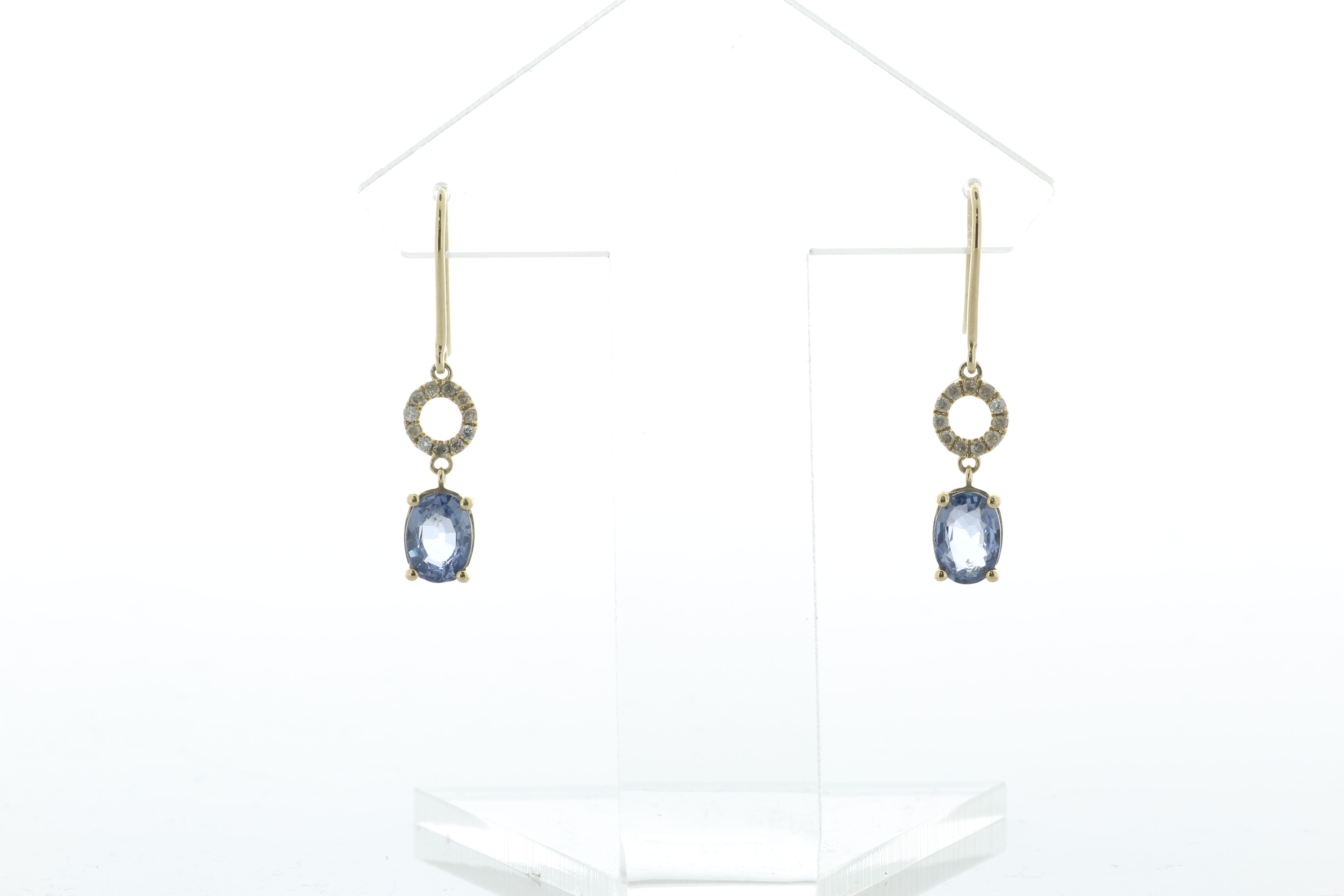 18ct Yellow Gold Diamond And Sapphire Drop Earring (S5.00) 0.25 Carats - Valued By AGI £4,250.00 - A