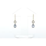 18ct Yellow Gold Diamond And Sapphire Drop Earring (S5.00) 0.25 Carats - Valued By AGI £4,250.00 - A