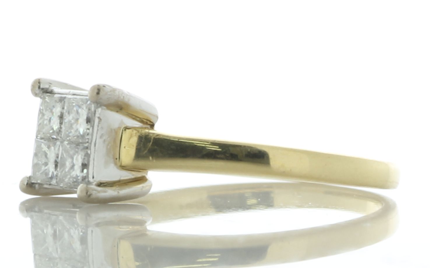 18ct Yellow Gold Princess Cluster Diamond Ring 0.80 Carats - Valued By AGI £1,950.00 - Four princess - Image 2 of 5