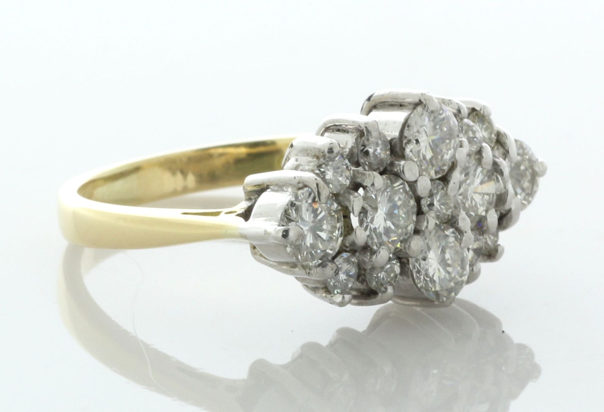 18ct Yellow Gold Boat Shape Cluster Diamond Ring 2.00 Carats - Valued By AGI £6,655.00 - The top - Image 2 of 6