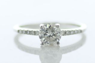 18ct White Gold Single Stone Prong Set With Stone Set Shoulders Diamond Ring (0.90) 1.00 Carats -