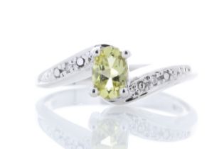 9ct White Gold Diamond And Lemon Quartz Ring (LQ0.50) 0.01 Carats - Valued By IDI £1,350.00 - An