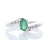 9ct White Gold Diamond And Emerald Ring (E 0.50) 0.01 Carats - Valued By IDI £2,350.00 - An oval