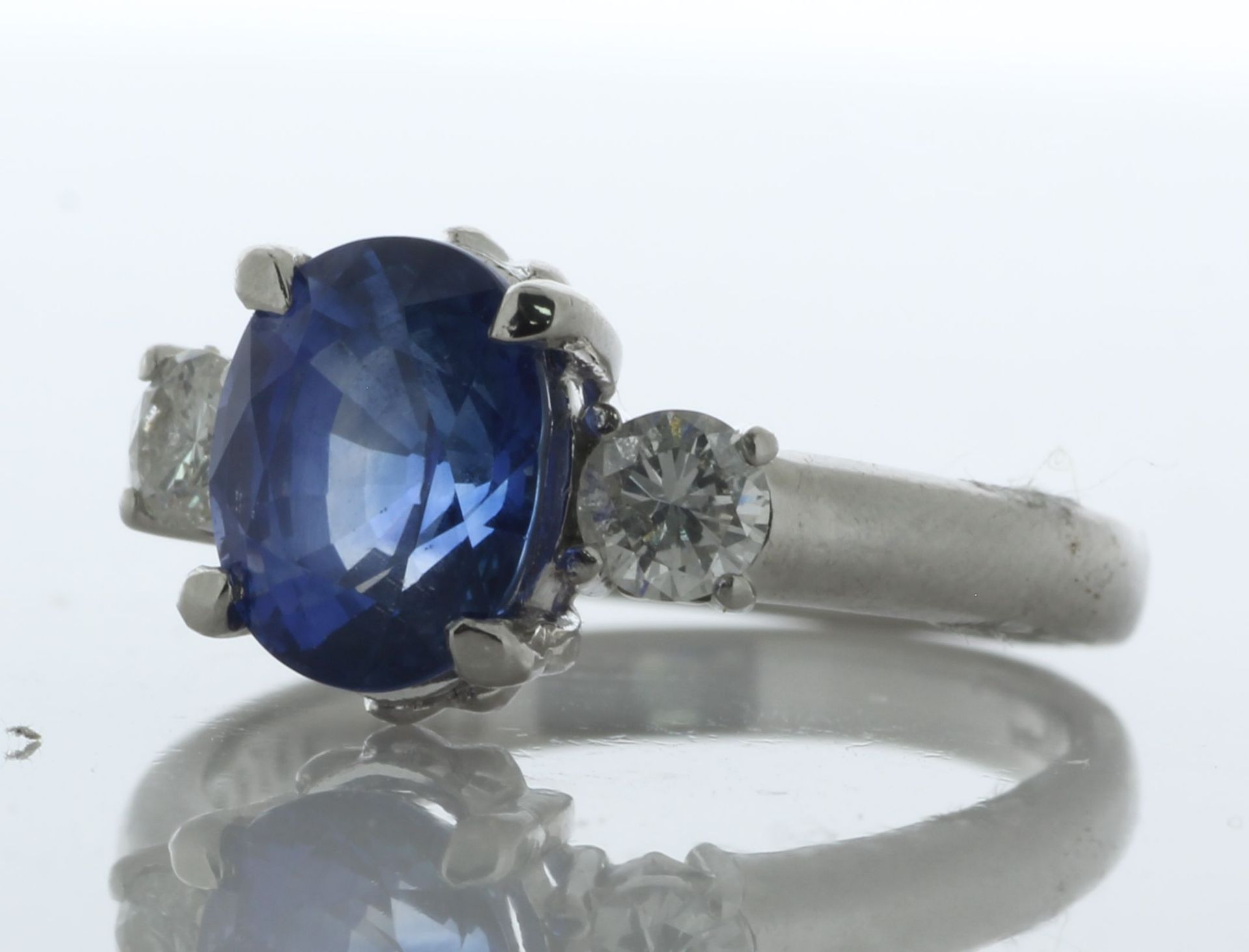 Platinum Oval Sapphire And Diamond Ring (S3.16) 0.37 Carats - Valued By AGI £21,400.00 - An - Image 2 of 3