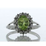 9ct White Gold Cluster Diamond And Peridot Ring (P1.50) 0.03 Carats - Valued By GIE £1,335.00 - A