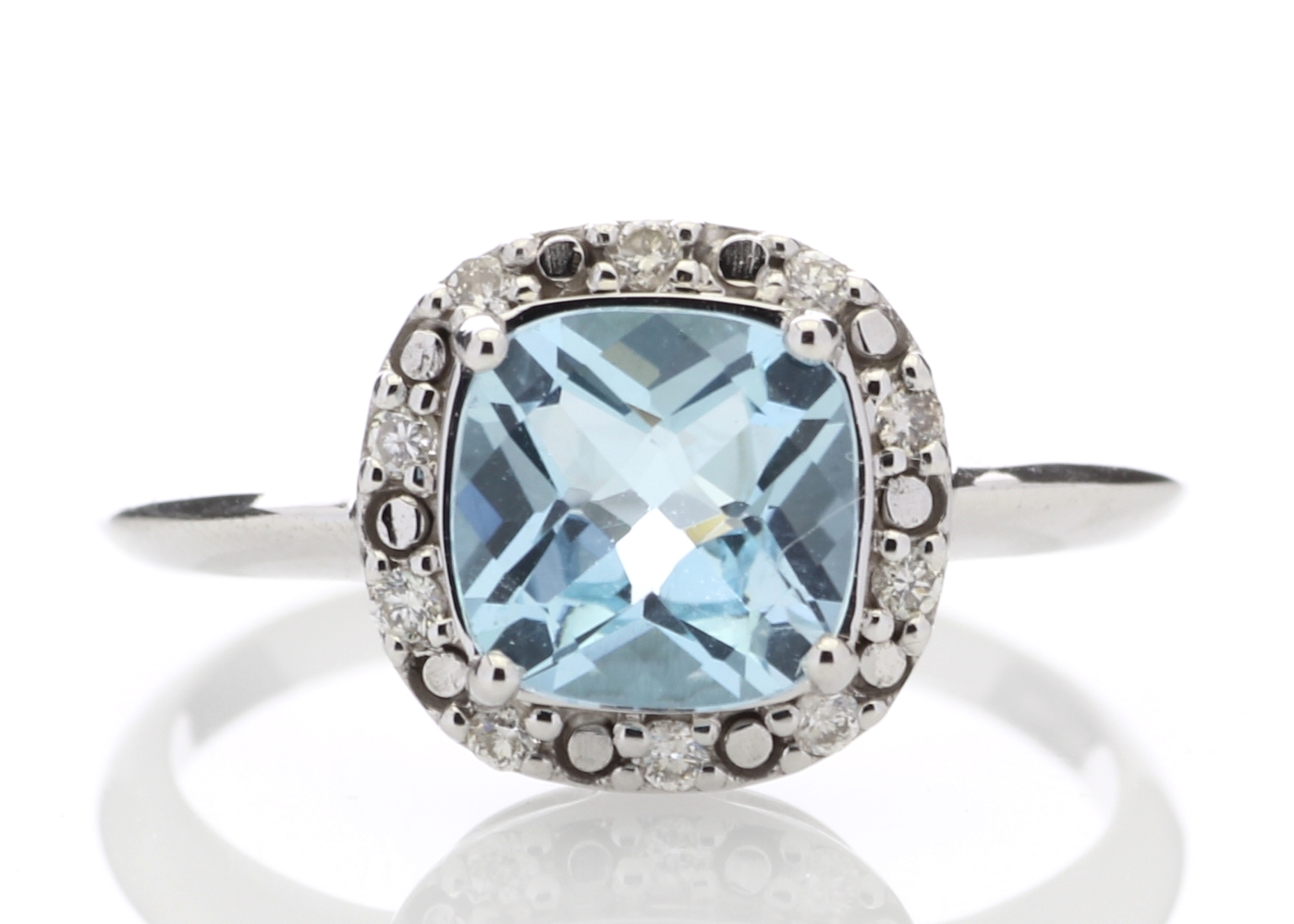 9ct White Gold Diamond And Blue Topaz Ring (BT1.79) 0.10 Carats - Valued By GIE £1,920.00 - A