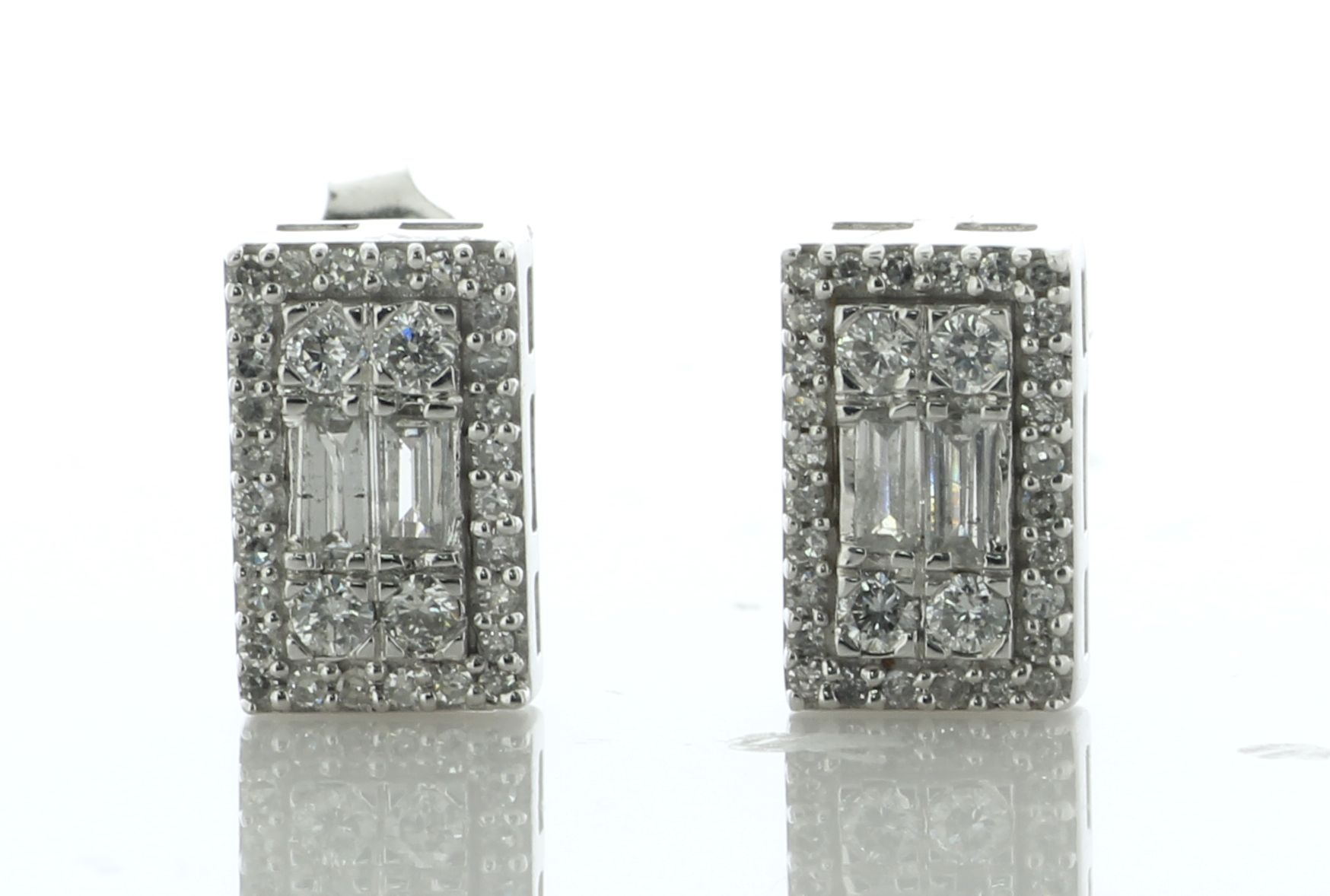 9ct White Gold Emerald Cluster Diamond Stud Earring 0.50 Carats - Valued By IDI £2,560.00 - Designed - Image 2 of 5